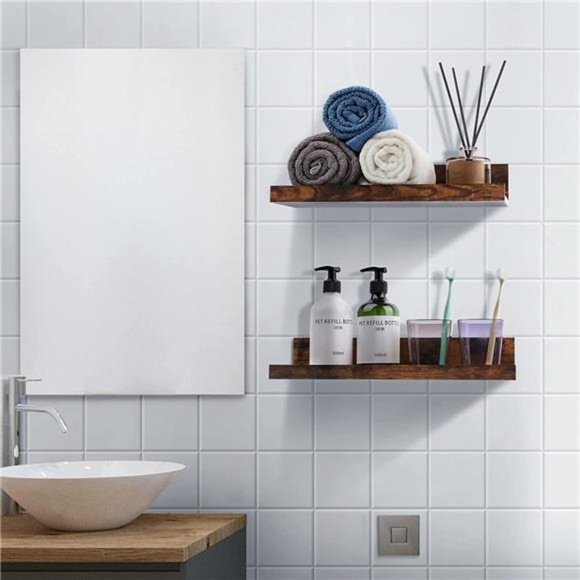 Set of 5 Home Floating Shelves for Wall Décor Storage, Shelves Wall Mounted - Picture 3 of 7